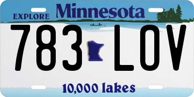 MN license plate 783LOV