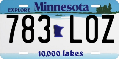 MN license plate 783LOZ