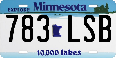 MN license plate 783LSB