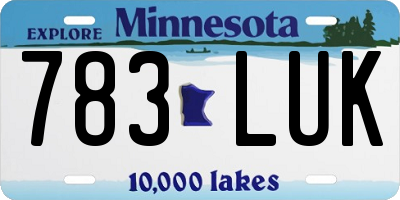 MN license plate 783LUK