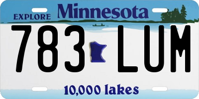 MN license plate 783LUM