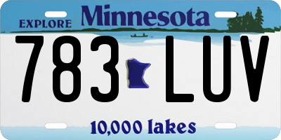 MN license plate 783LUV