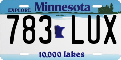 MN license plate 783LUX