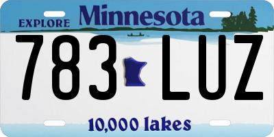 MN license plate 783LUZ