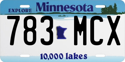 MN license plate 783MCX