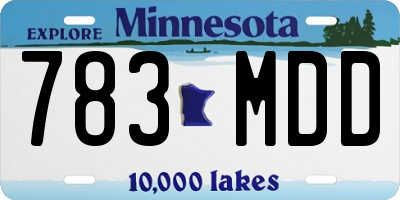 MN license plate 783MDD