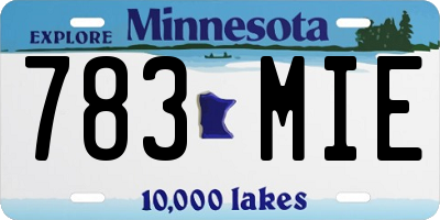 MN license plate 783MIE