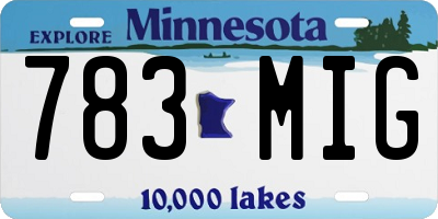 MN license plate 783MIG