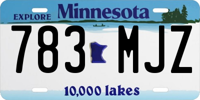 MN license plate 783MJZ