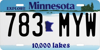 MN license plate 783MYW