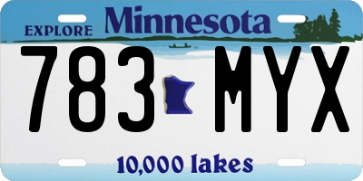 MN license plate 783MYX