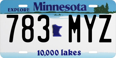 MN license plate 783MYZ