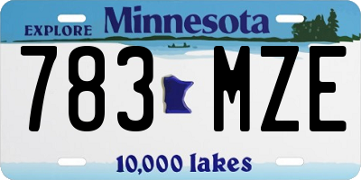 MN license plate 783MZE