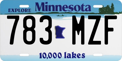 MN license plate 783MZF