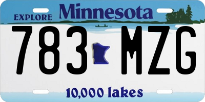 MN license plate 783MZG