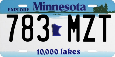 MN license plate 783MZT