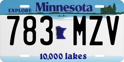 MN license plate 783MZV
