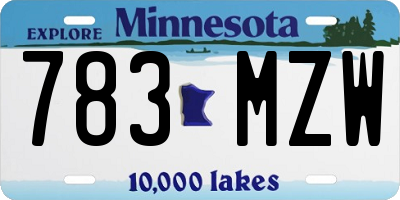 MN license plate 783MZW
