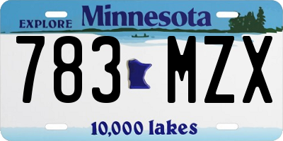MN license plate 783MZX