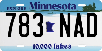 MN license plate 783NAD