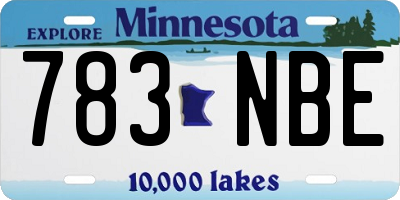 MN license plate 783NBE