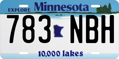 MN license plate 783NBH