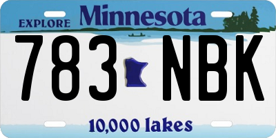 MN license plate 783NBK