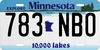 MN license plate 783NBO