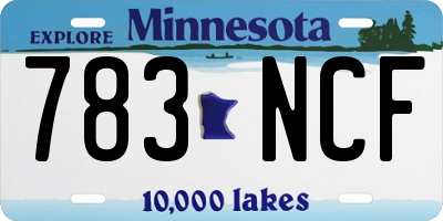 MN license plate 783NCF