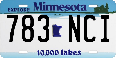 MN license plate 783NCI