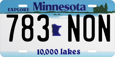 MN license plate 783NON
