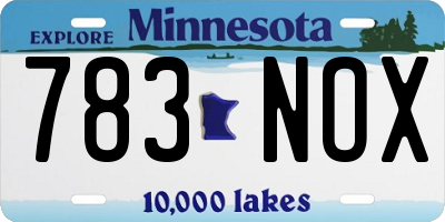 MN license plate 783NOX