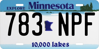 MN license plate 783NPF