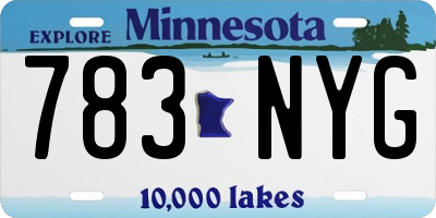 MN license plate 783NYG
