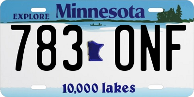 MN license plate 783ONF