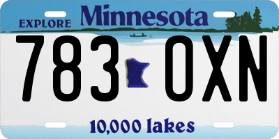 MN license plate 783OXN