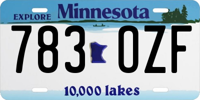 MN license plate 783OZF