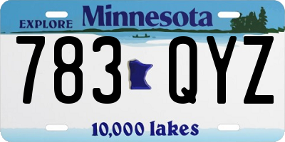 MN license plate 783QYZ