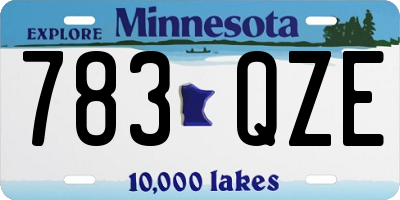 MN license plate 783QZE