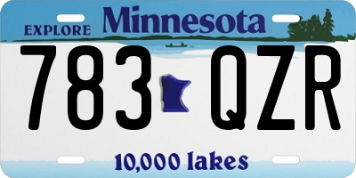 MN license plate 783QZR
