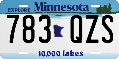 MN license plate 783QZS
