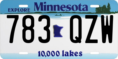 MN license plate 783QZW