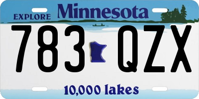 MN license plate 783QZX