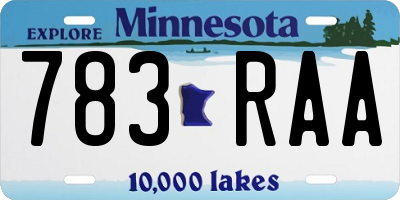 MN license plate 783RAA