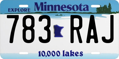 MN license plate 783RAJ