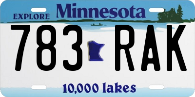 MN license plate 783RAK