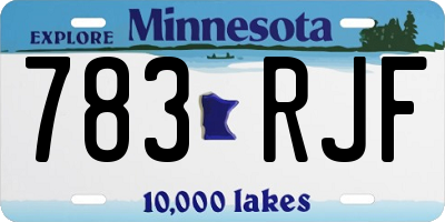 MN license plate 783RJF