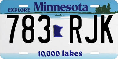 MN license plate 783RJK