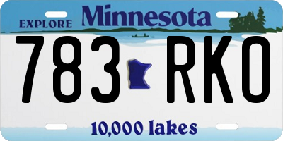 MN license plate 783RKO