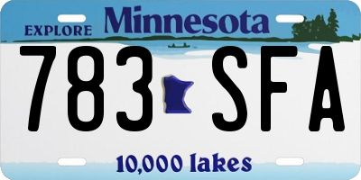 MN license plate 783SFA